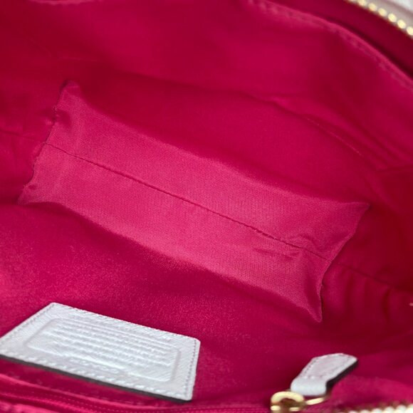 COACH | Madison Pink Check Gingham North-South Crossbody Leather Tote Handbag - Picture 8 of 16